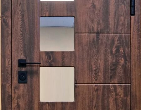 LAUKO DURYS MAGDA T2-128ST 85D SU STIKLU BRONZINIS ĄŽUOLAS